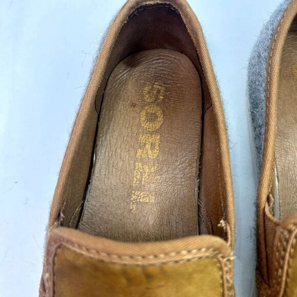 Sorel Campsneak Camel Brown Suede Gray Wool Slip On Shoes Casual Sneakers - Picture 7 of 8